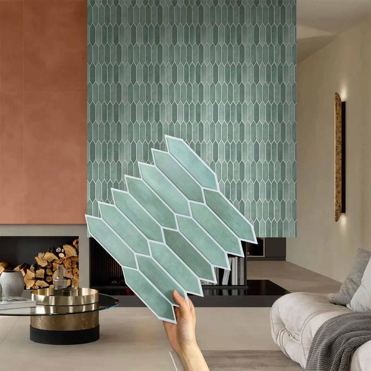 carreaux sol pvc vert clair rayures verticales adhésif moderne facile installer imperméable dimension 30cmx30cm