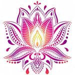 Stencil artisanal fleurs stylisées motifs géométriques couleurs vives décoration murale tissu bois