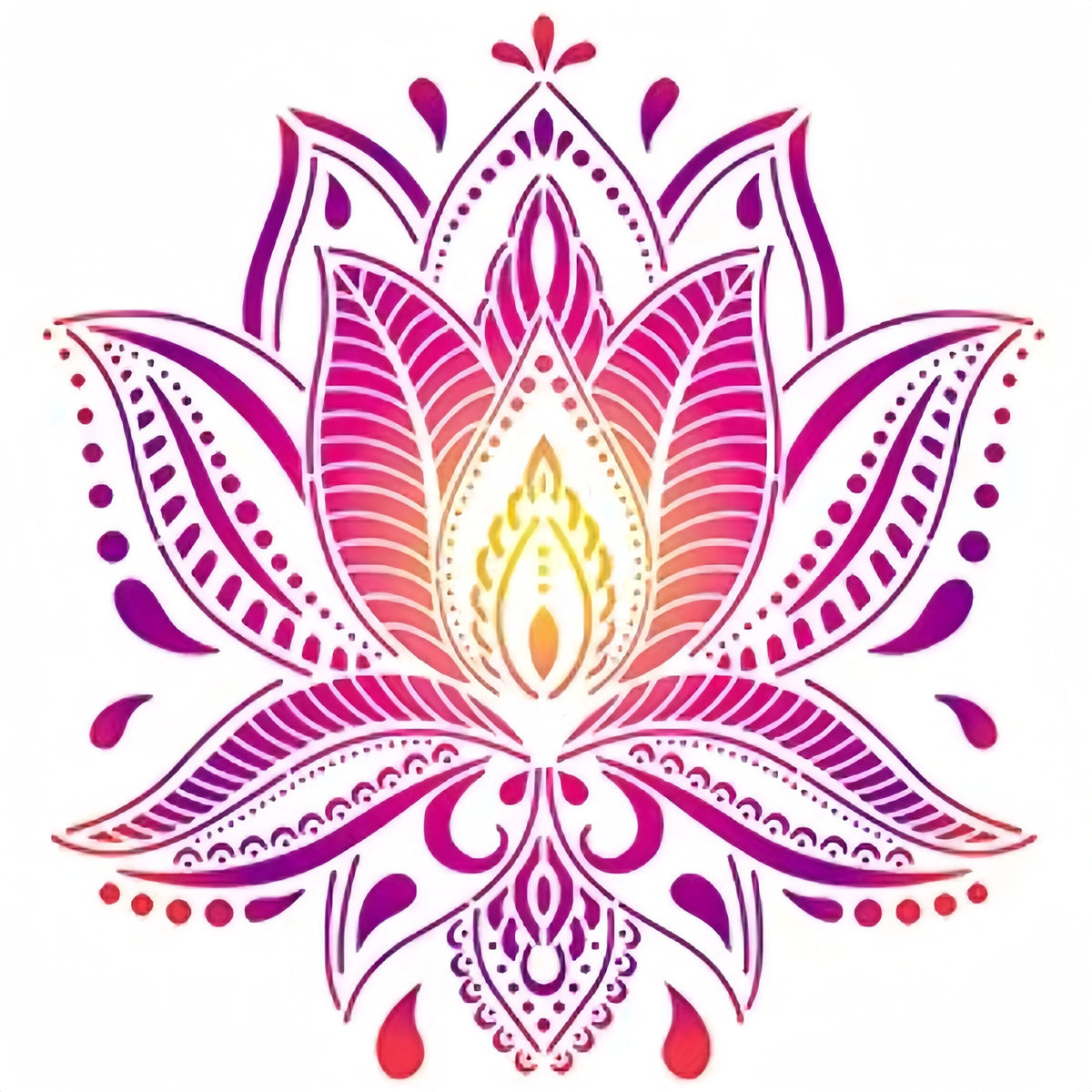 Stencil artisanal fleurs stylisées motifs géométriques couleurs vives décoration murale tissu bois