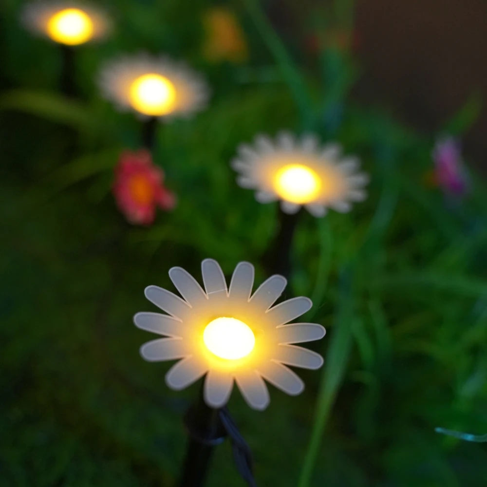lumière solaire fleur blanc jaune 20 led moderne décoration extérieure chambre balcon festival