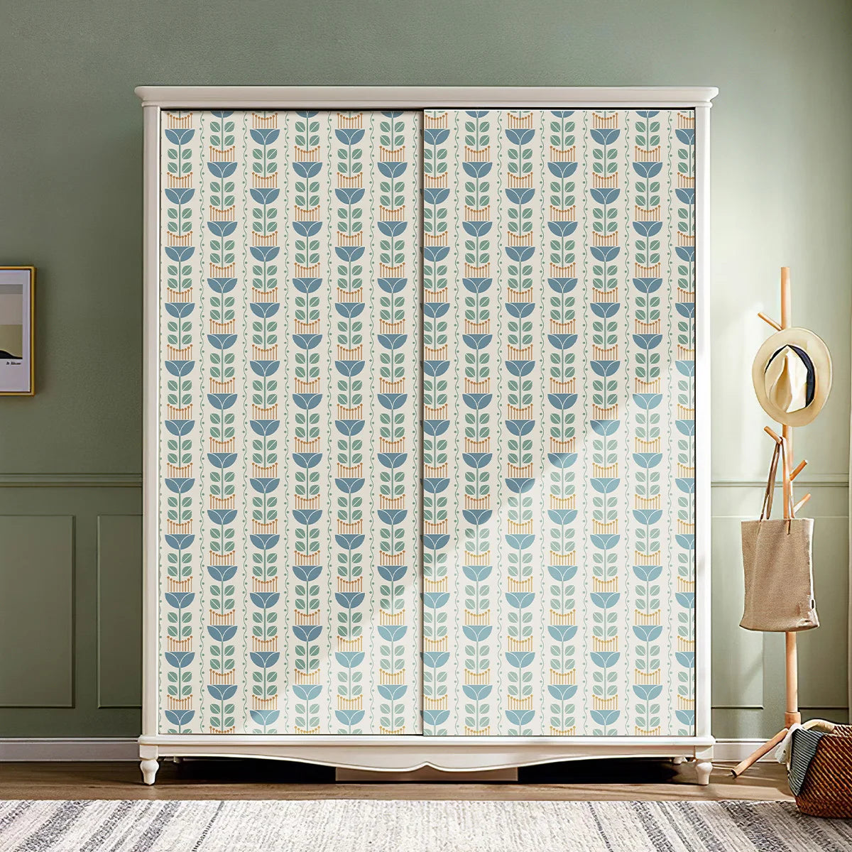 papier peint vinyle fleurs stylisées moderne salon chambre enfant opaque