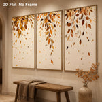 tableau moderne feuilles d'automne toile sans cadre beige marron doré nature morte pièces décoration
