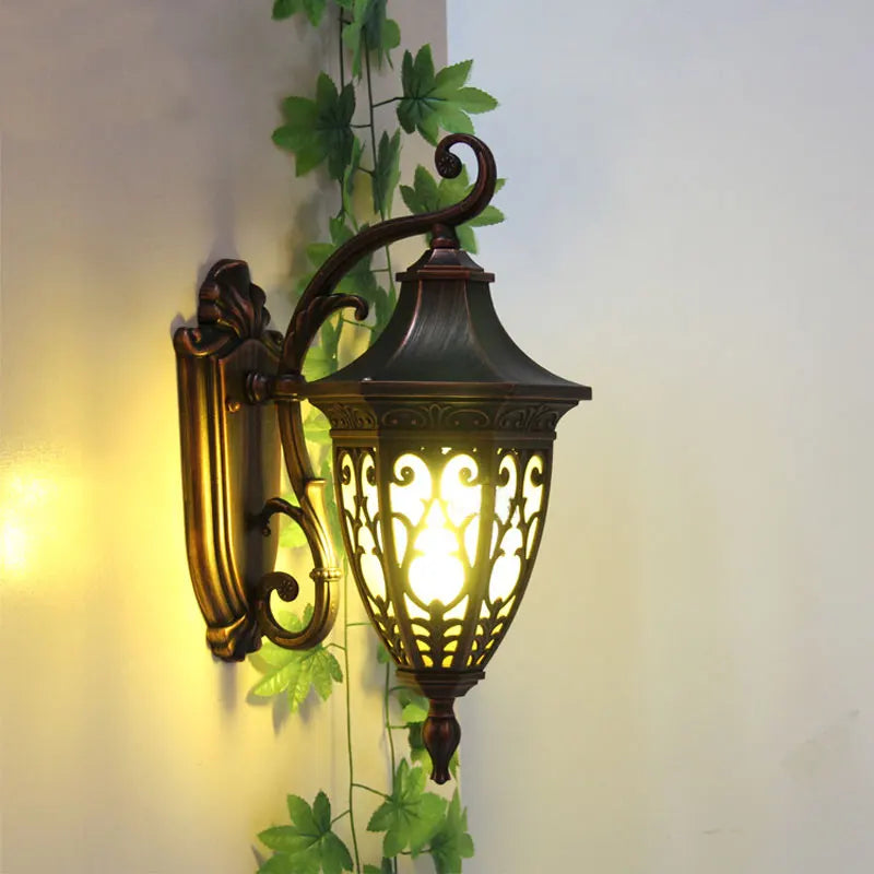 lampe murale classique vintage ornements floraux bronze jaune fixée mur vis douille chambre cuisine