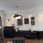 Suspension lumineuse moderne décoration bois abat jour rond globes blancs câble marron doré vintage