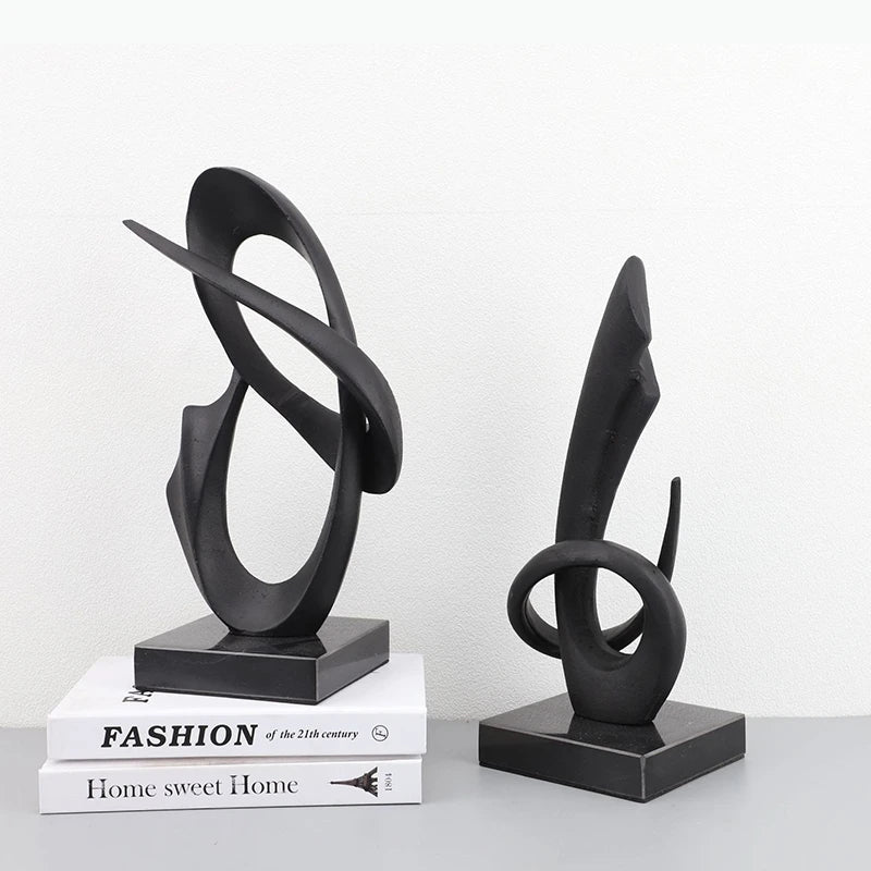 sculpture moderne grenade racine ginseng abstraite cercle noir doré livres décoration