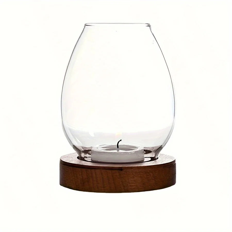bougeoir transparent bois moderne minimaliste intérieur salon chambre douce ambiance contemporain naturel verre