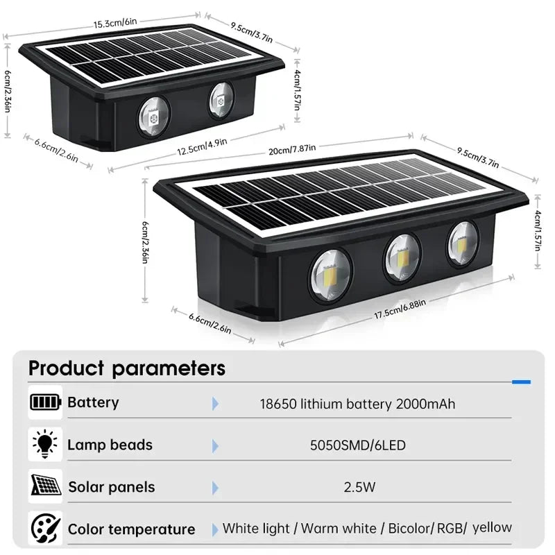 applique murale solaire led moderne noire blanche jaune bleue panneau solaire adhésif fixeextérieur