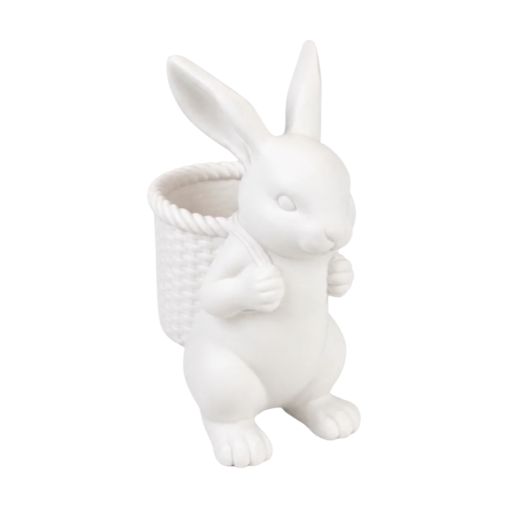 cache pot forme lapin motif végétal blanc vert rose décoration intérieur pâques animalier sculpté