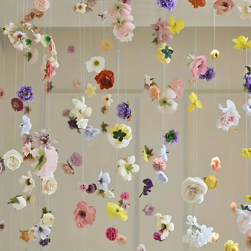 guirlande fleurs artificielles multicolores romantiques intérieur mariage décoration noël anniversaire soie
