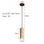 suspension lumineuse moderne pierre naturelle abatjour opaque câble métallique chambre salon led