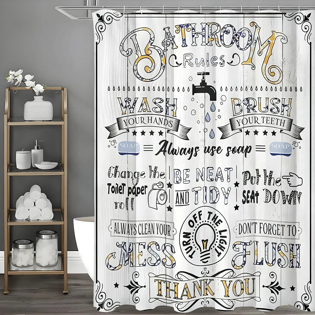 rideau douche blanc motif humoristique gouttes d'eau métalliques vintage 170x180cm 200x180cm