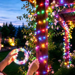 guirlande lumineuse solaire flexible 100 led multicolore ip65 imperméableextérieur jardin decoration festive