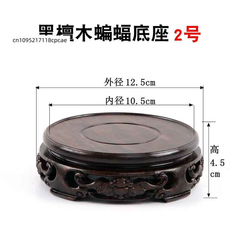 socle bois noir sculpté support présentation traditionnel vase décoration intérieure