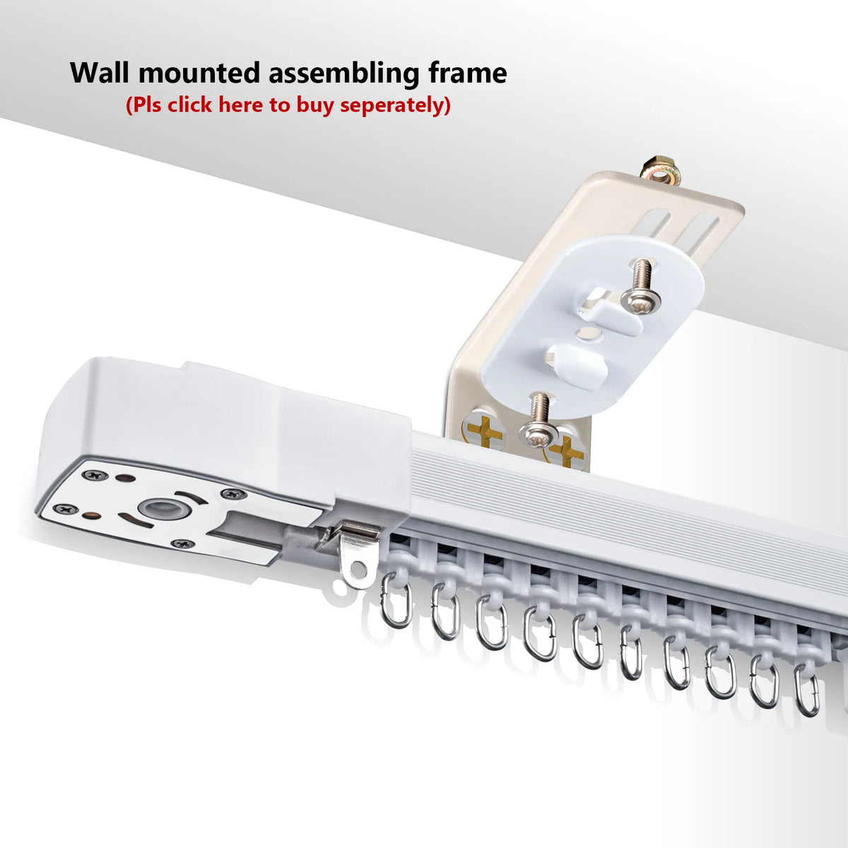 rideau électrique moderne support mural blanc vis fixations 48mm 35mm plat fonctionnel
