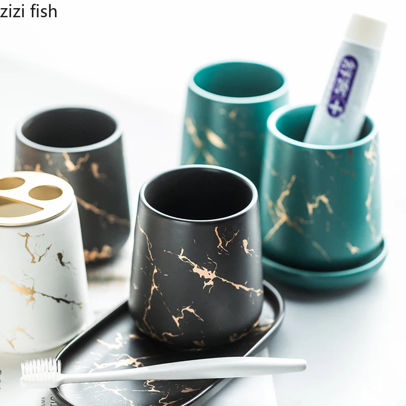 ensemble tasses dents marbre doré moderne vert noir blanc élégantes 400ml