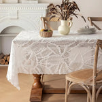 nappe blanche feuilles stylisées classique opaquer table mariage décoration intérieure blanc lavable machine
