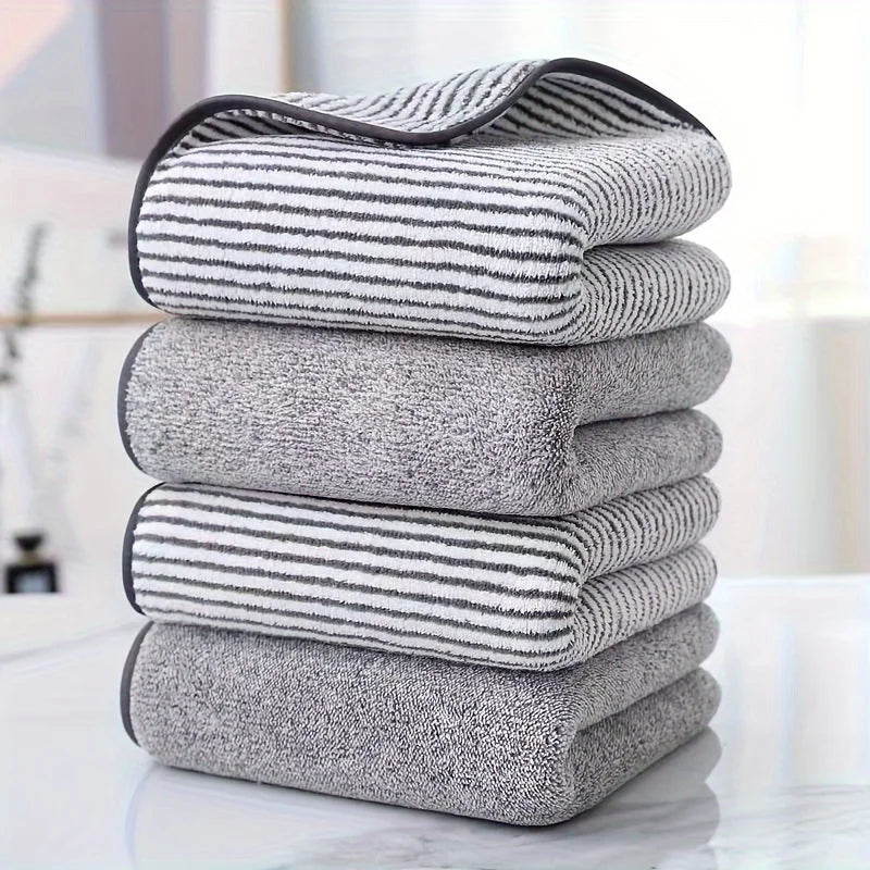 serviettes toilette rayées gris modernes absorbantes séchage rapide douces maison 75x35cm minimaliste