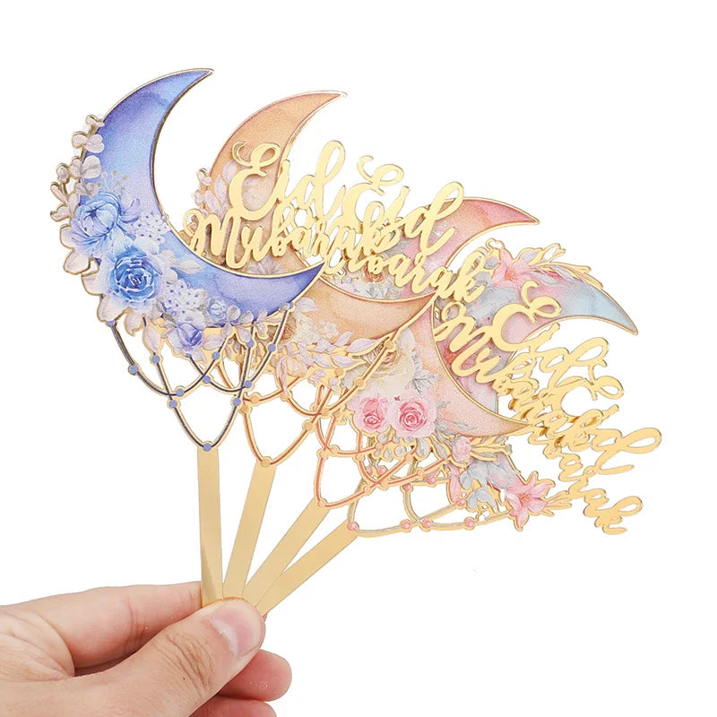 décoration gâteau or rose bleu boho chic pique bois fleurs géométrique İslam fête