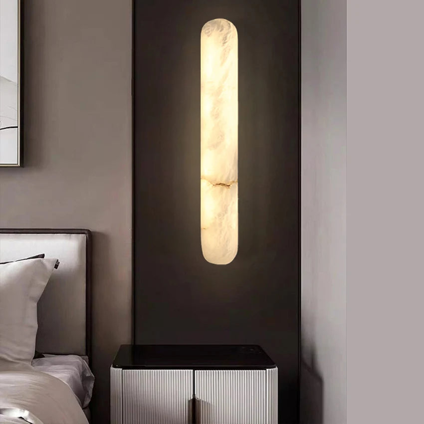 lampe murale moderne marbre blanc beige ovale 20cm led 90260v
