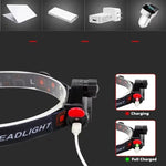 lampe frontale led rechargeable pêche camping extérieur clip détachable noir rouge jaune