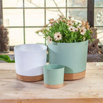 pots fleurs béton ciré moderne vert gris blanc opaques différents