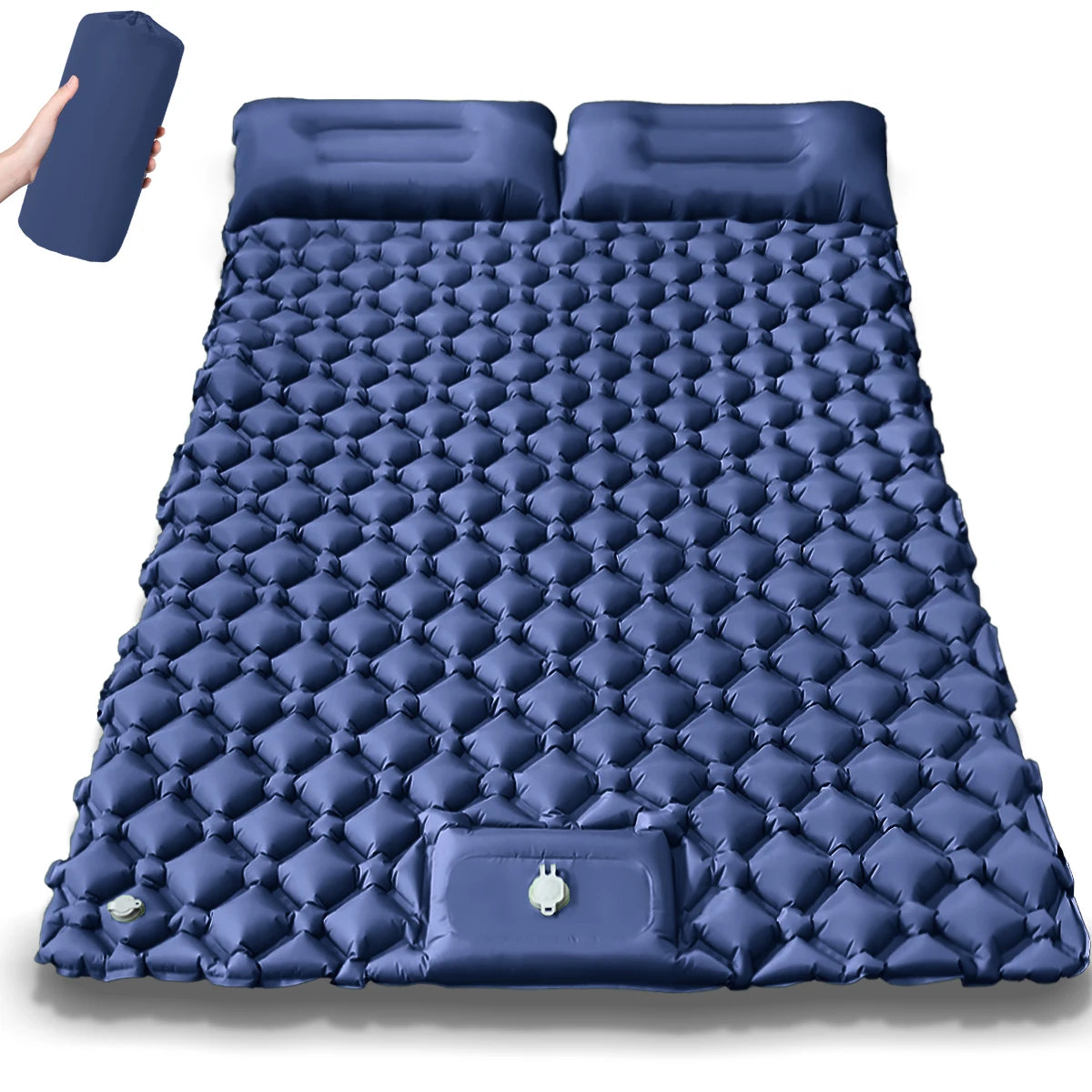 matelas gonflable camping pliant pompe main sac rangement oreiller randonnée