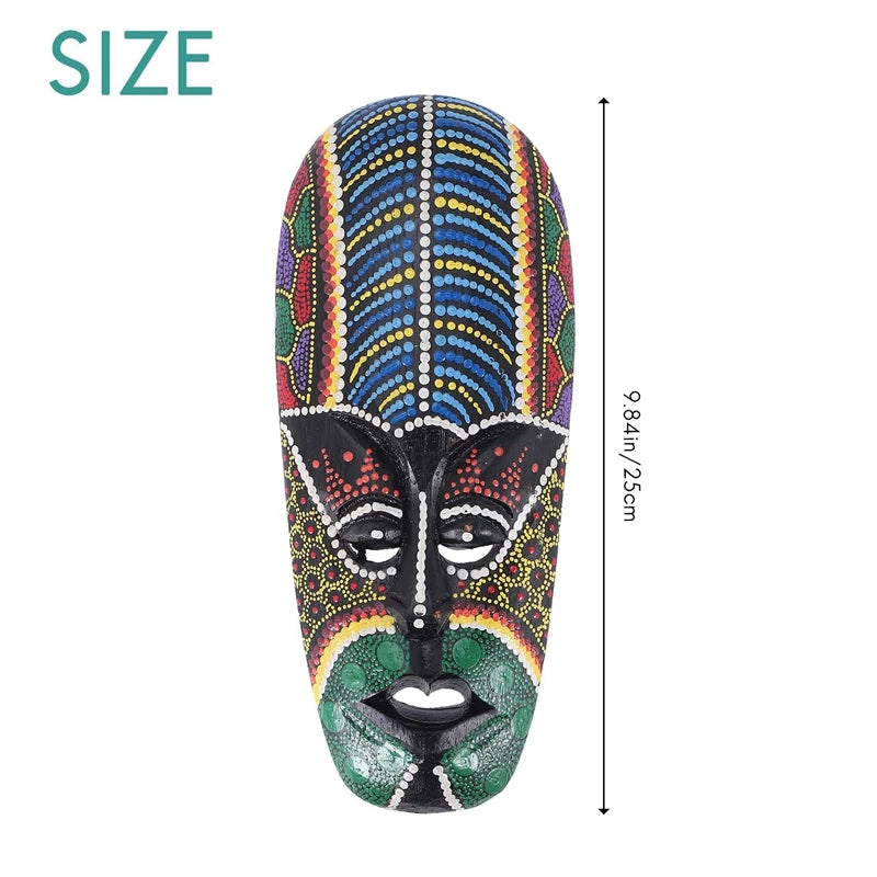 masque decoratif africain bois peint geometrique mural decoration maison tribale