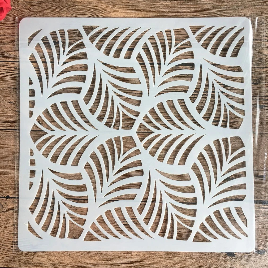 pochoir stencil blanc noir ornamental floral artisanal decoratif 32cm 32cm