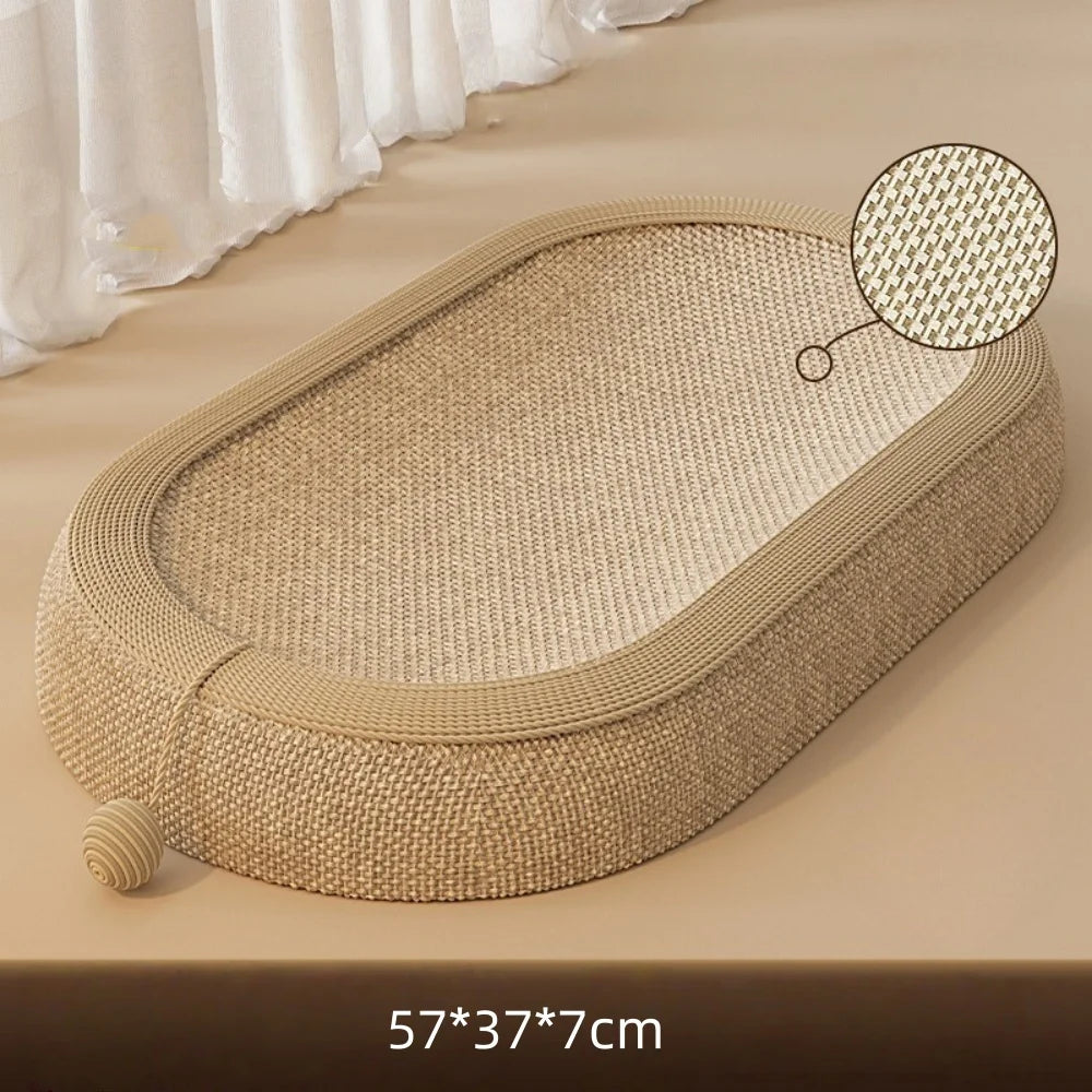 tapis ovale tressé bohème chat jeu repos tissu crème cordelette jouet bois durable toutes