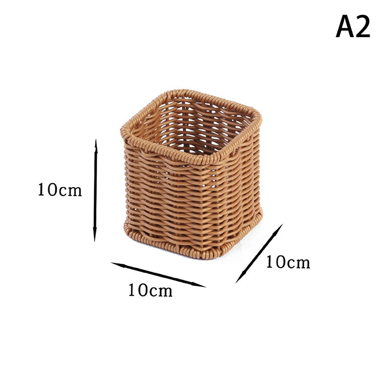 panier rotin marron clair couteau cuillère baguettes assaisonnement rangement cuisine rustic