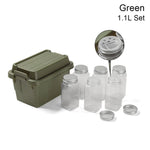 boîtes rangement camping réutilisables plastique noir vert beige poignées couvercles pratiques robustes