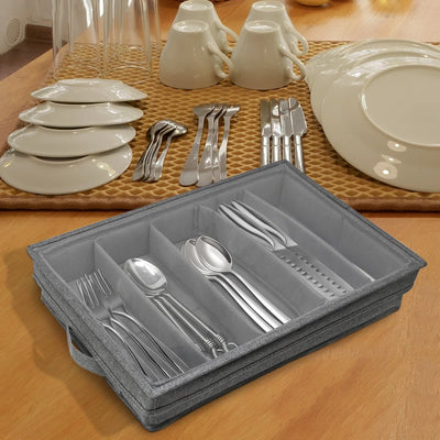 Mallette rangement couverts pliable gris clair