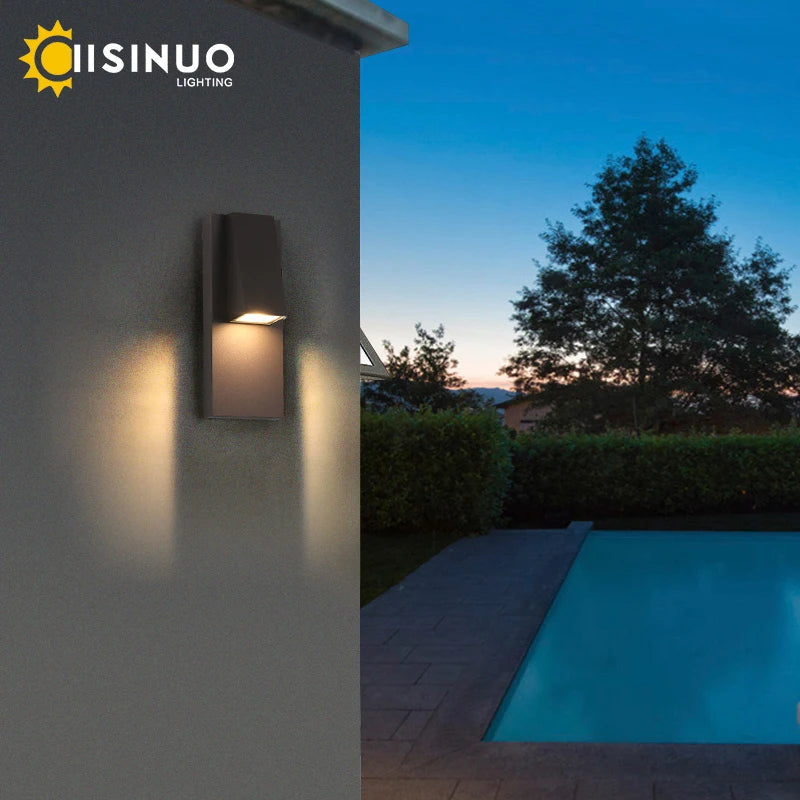 applique murale led moderne gris foncé ip65 hydrofuge 18w 110v 240vextérieur jardin véranda