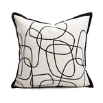 housse coussin décorative carrée motif noir blanc moderne canapé salon maison