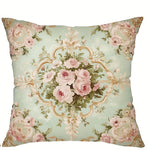 taies d'oreiller motif floral vintage rose blanche zip closure decoration chambre maison