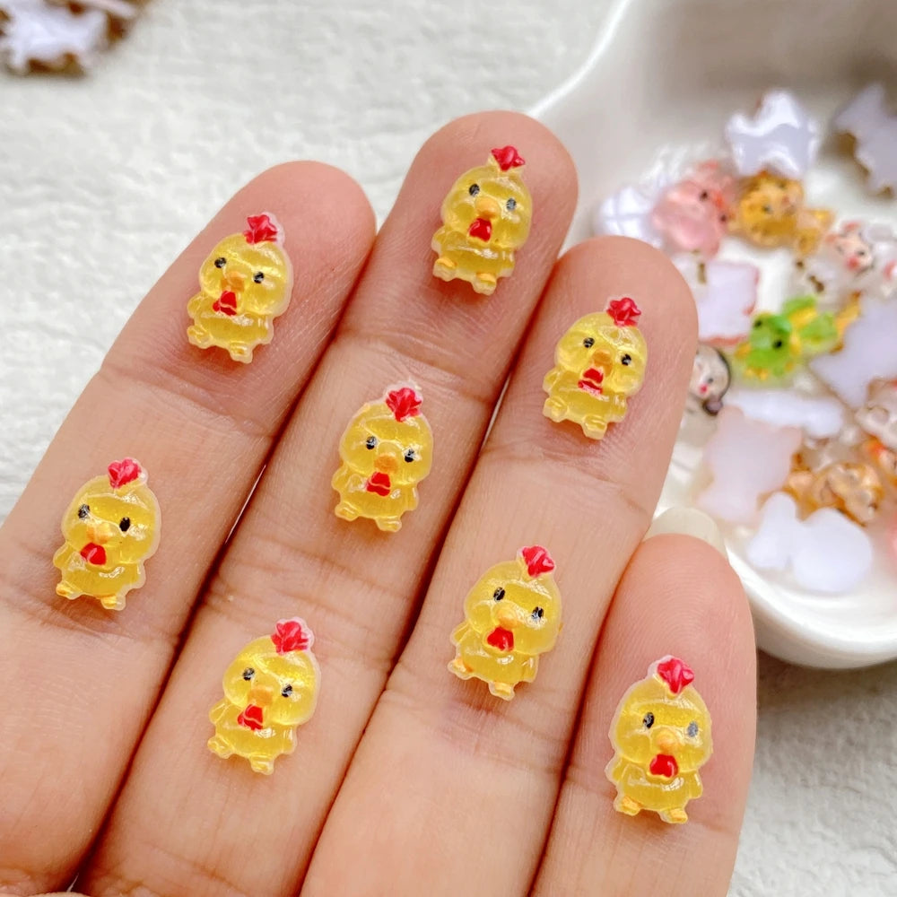 bijoux ongles animaux mignons résine cartoon grenouille rat chien singe vert bleu jaune rose