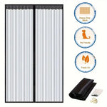 rideau porte magnétique anti moustiques noir blanc maille polyester moderne minimaliste ventilation