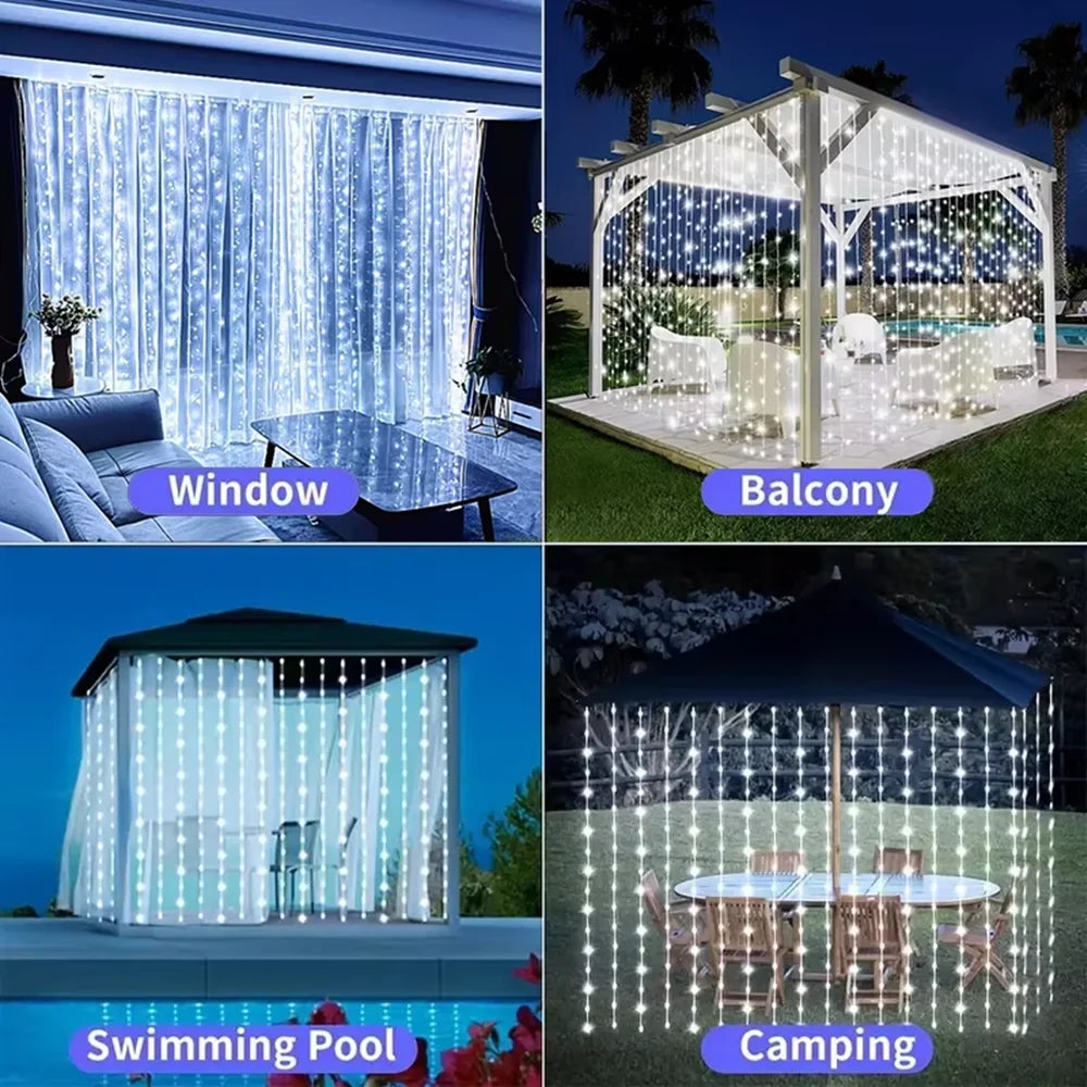 guirlande lumineuse multicolore étoiles moderne 3m 3m 300 led noël anniversaire mariage
