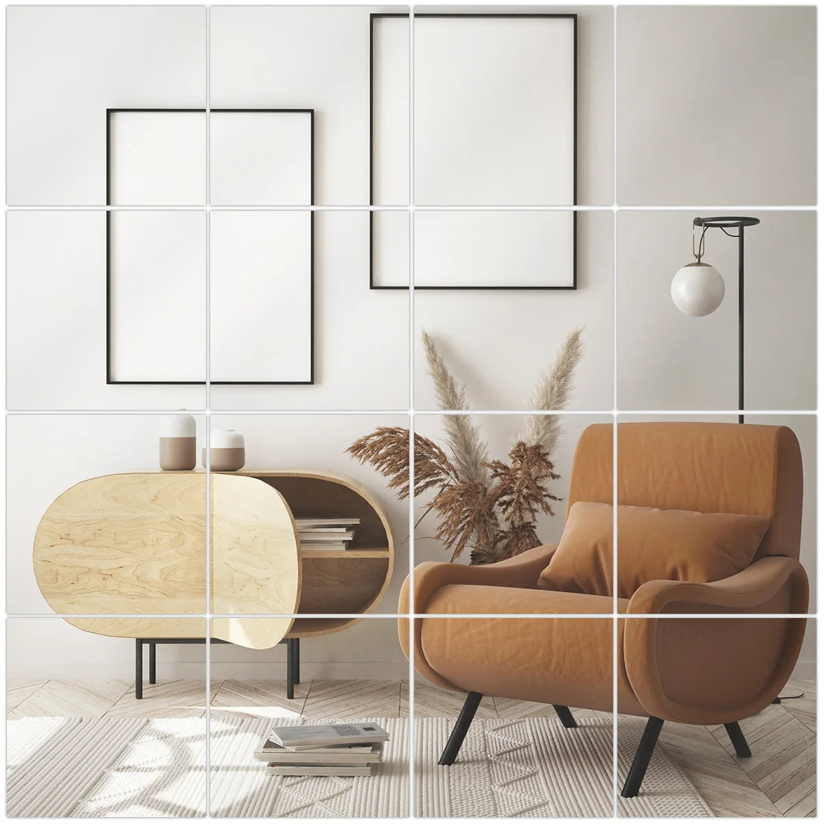 miroirs carrés adhésifs décoration murale moderne minimaliste 15x15cm 25x25cm 23x33cm