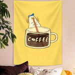 tapisserie murale cartoon tasse canard chambre salon minimaliste jaune clair polyestère lavable machine