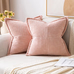 housse coussin velours côtelé rayé beige coussin support lombaire sieste lit classique polyester coton