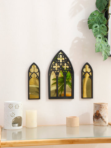 miroir mural gothique ajouré bois noir décor maison bohème décoration intérieure aesthetics chambre