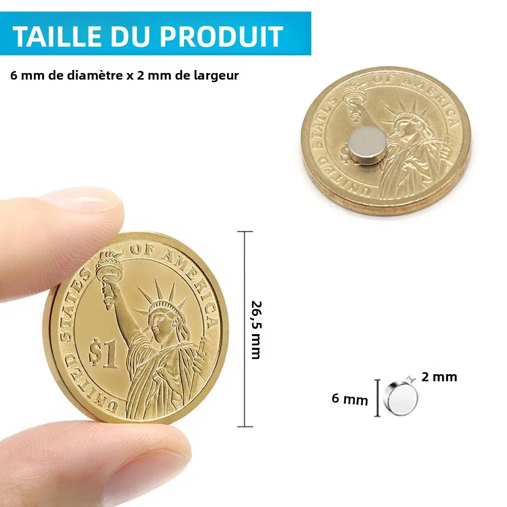 aimants argentés modernes 6mm diamètre 2mm épaisseur bricolage tableau blanc