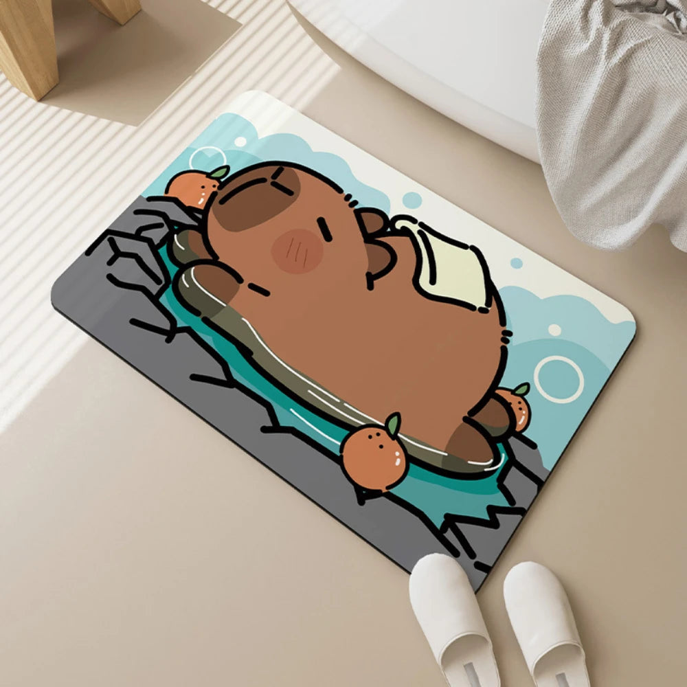 tapis bain antidérapant caoutchouc absorbant motif animal baignoire oranges textiles adultes moderne