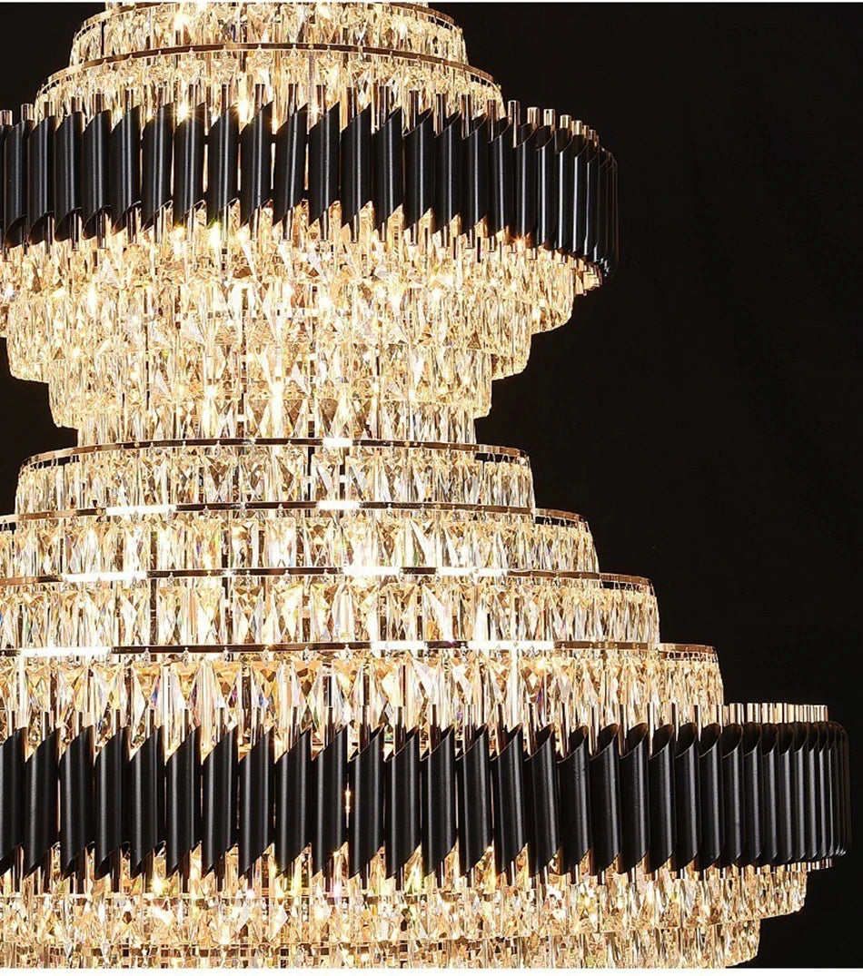lustre élégant cristal doré noir classique lumière led haute qualité certification ul ccc