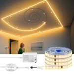 ruban led blanc jaune adhésif points lumineux réguliers moderne capteur mouvement 12v flux lumineux