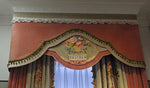 rideaux floral brodés velours beige rose classiques rubans dorés translucides 200x250cm