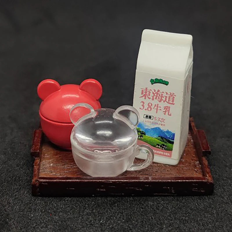 miniatures tasses silicone transparentes blanches rouges accessoires décoration maison poupée simples modernes