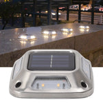 lampe solaire moderne argentée acier inoxydable ip65 lumières led rechargeable extérieure