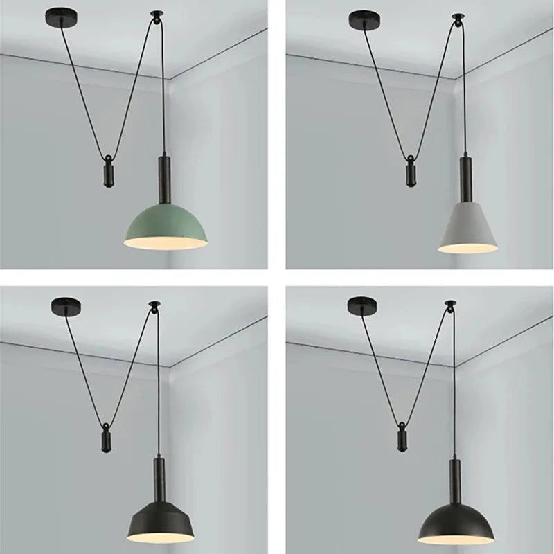 suspension lumineuse moderne conique led réglable noir blanc chambre salon